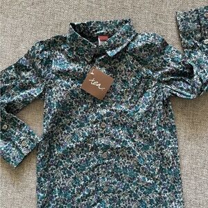 Tea Collection Kids Floral Button Down Shirt - Blue and Purple